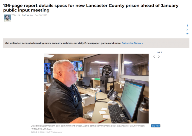 136-Page Report Details Specs for New Lancaster County Prison